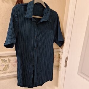 SHEIN Womens Teal Button Down Shirt